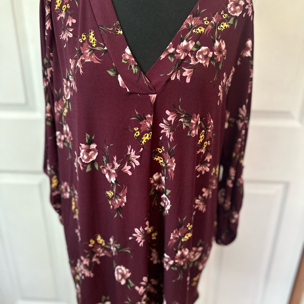 Beacon Burgundy Floral Top